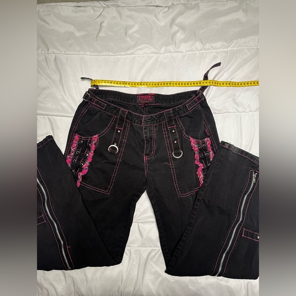 🎀 TRIPP NYC 🎀 BLACK PINK RAVE CHAIN STRAP PANTS - Picture 3 of 7